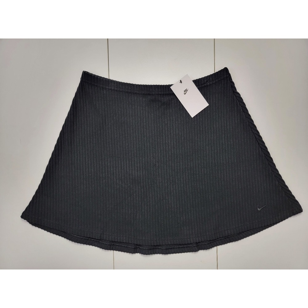 Nike Sportswear Chill Knit Ribbed Mini Skirt Womens M Black HJ1839-010 New